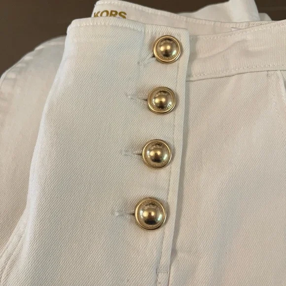 ๐ โ๏ธ Michael Kors Sailor High Rise Flared Leg Jeans with gold hardware Buttons - Picture 4 of 17